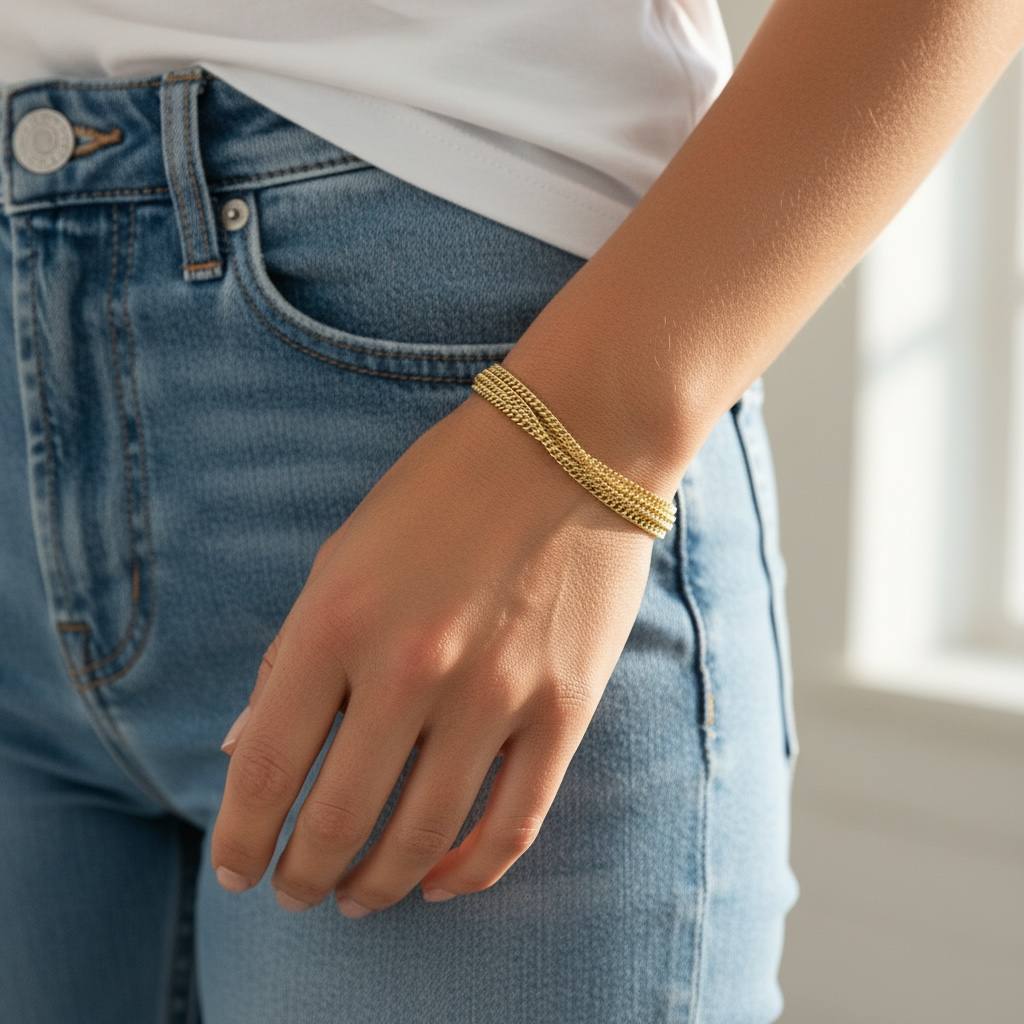 Polychain “Golden Weave” 18K Gold-Plated Bracelet 💛✨