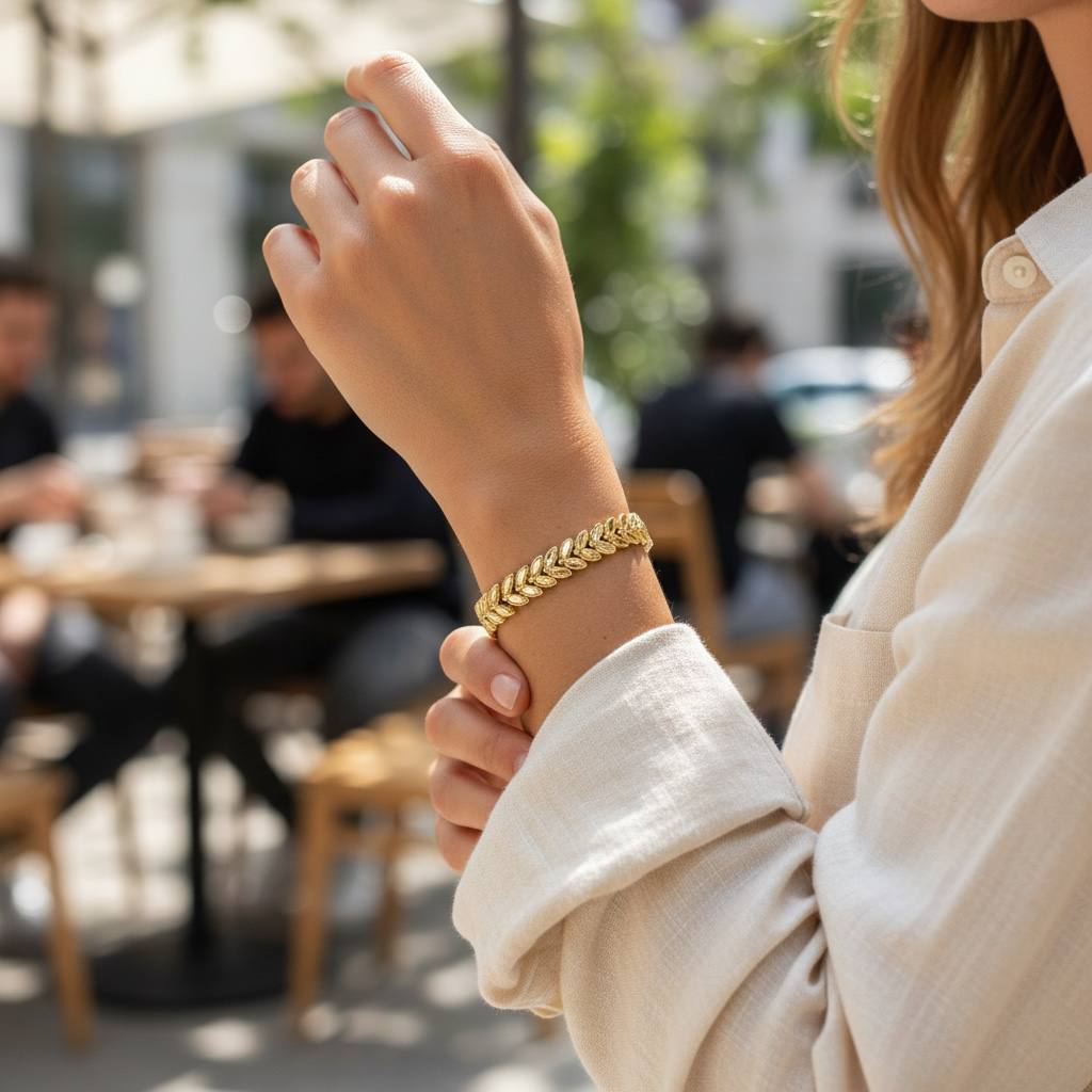 Seda wheat “Golden Leaf” 18K Gold-Plated Bracelet 🌿✨