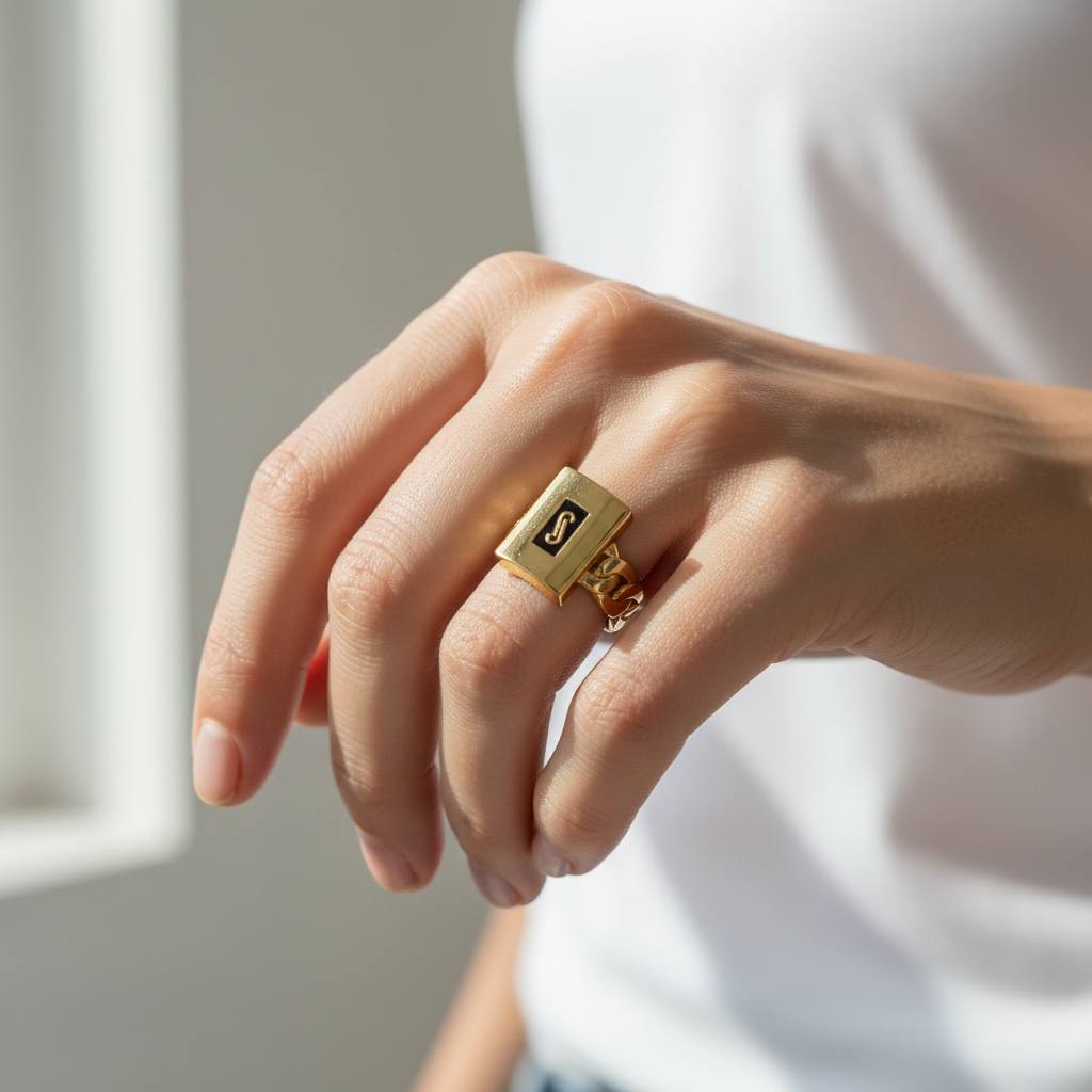 Monaco Bold Signet Ring – Gold Statement Piece”