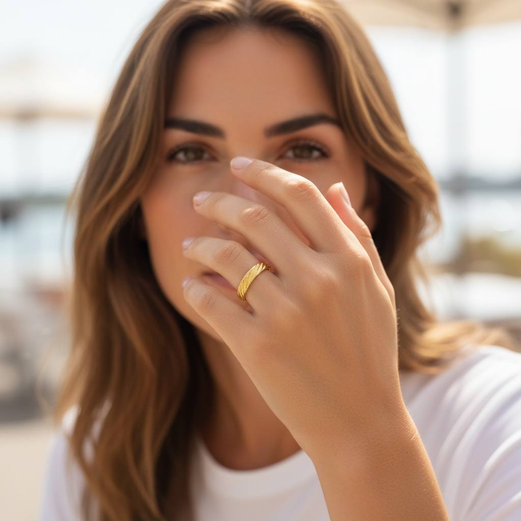 wedding ring (mahbas)Twist Texture Ring – Gold 🔱✨