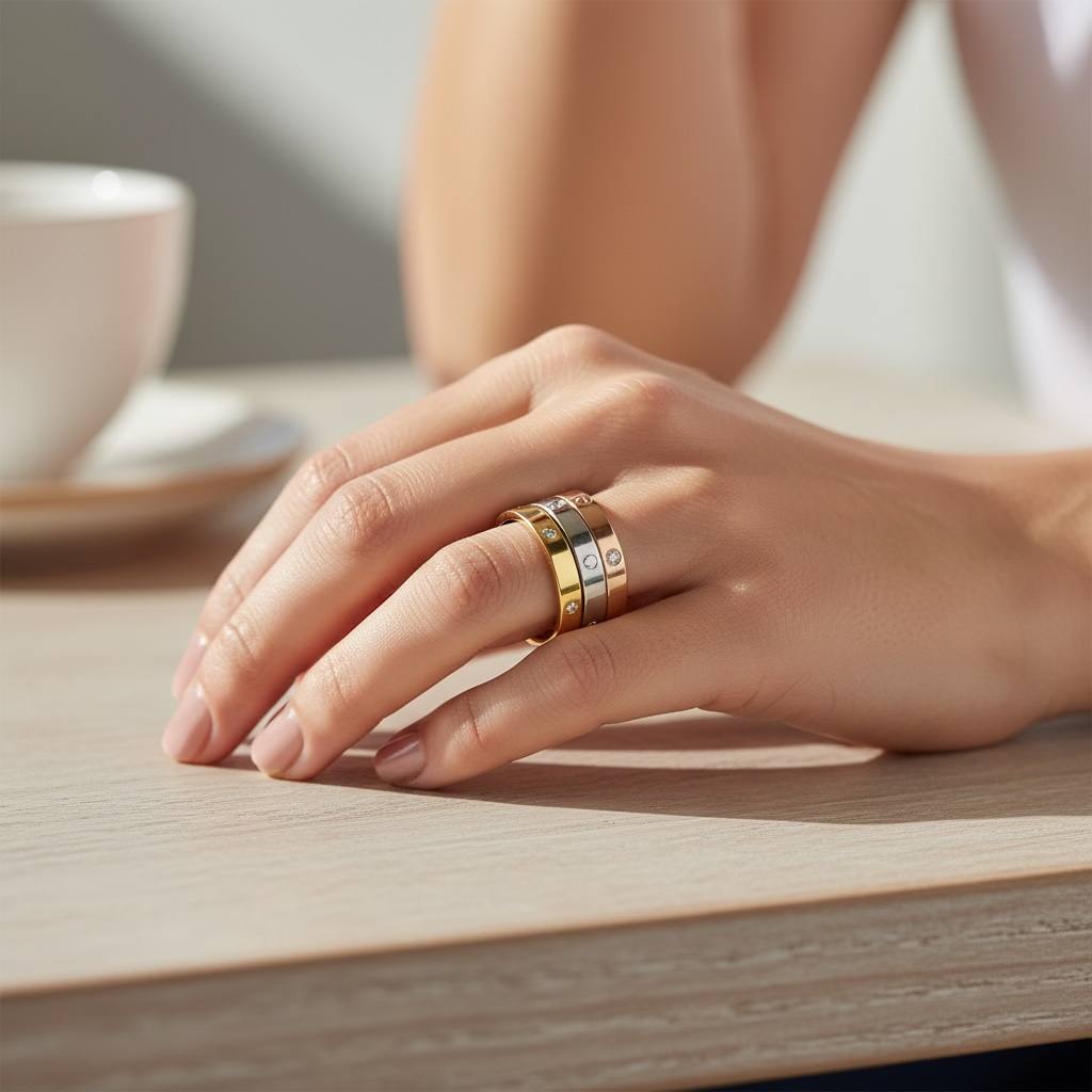 Cartier Love with stone Band – Trio Edition (Gold, Silver, Rose)