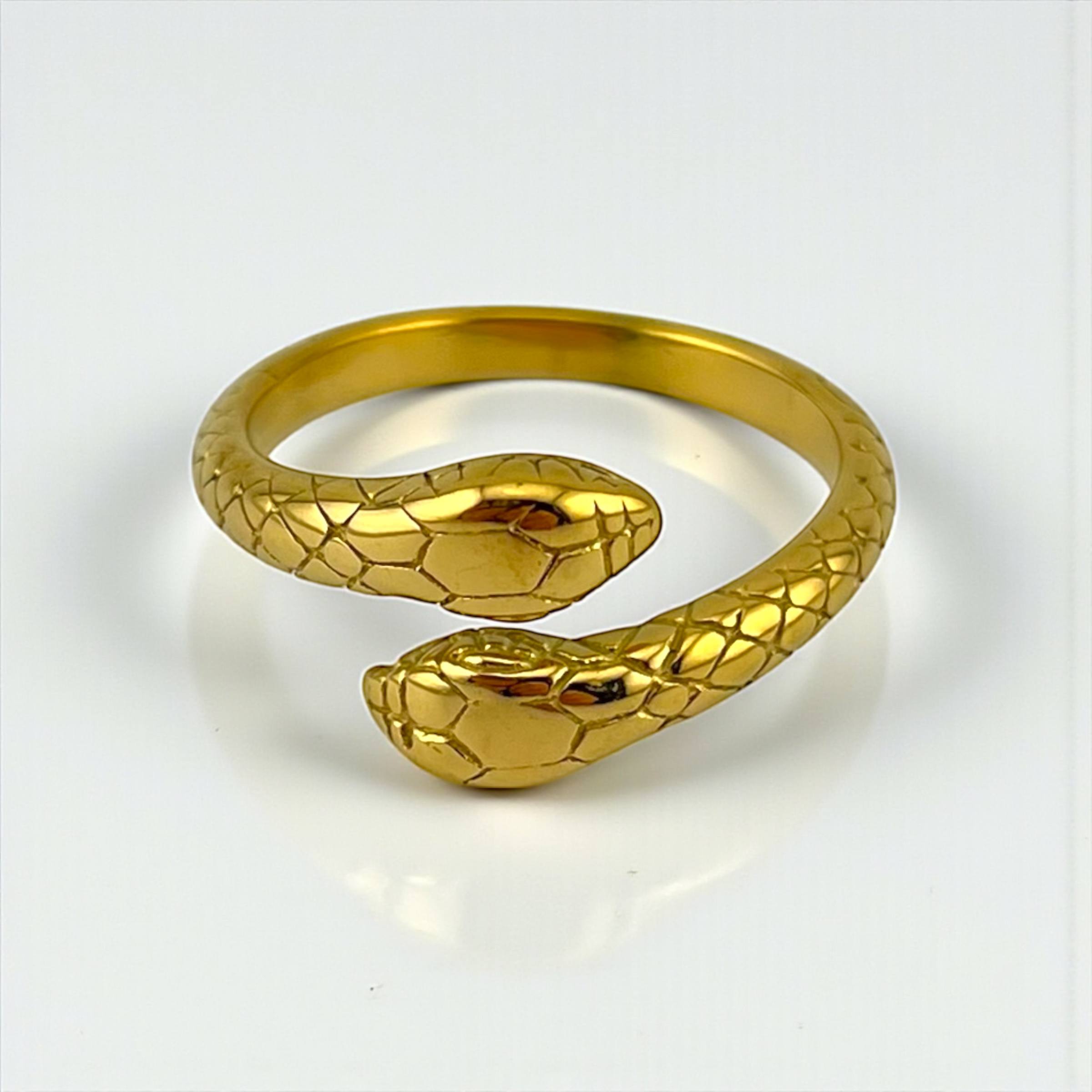 Textured Twin Snake Ring – Gold & Silver Power Duo