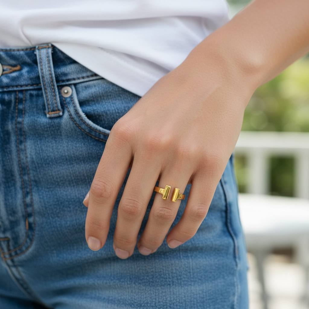 ✨Tiffany Minimalist Twin Bar Gold Ring
