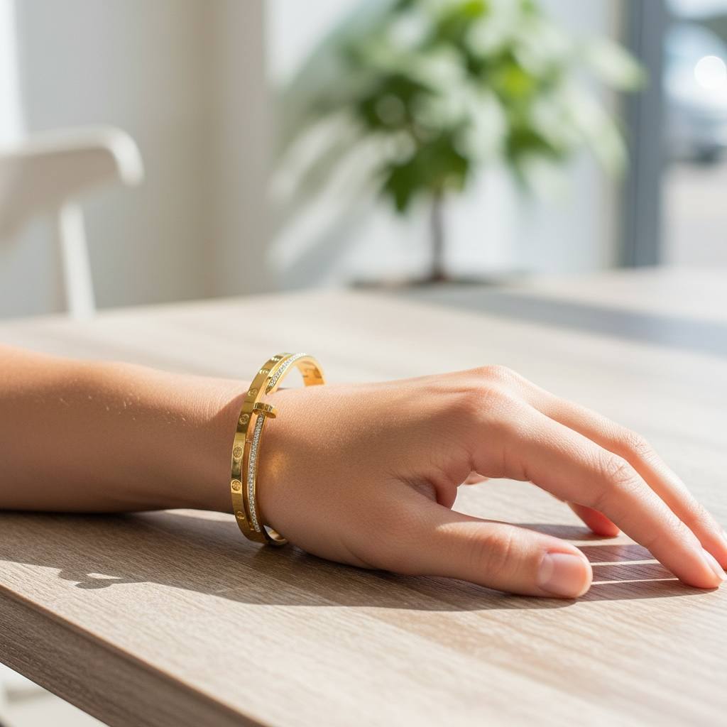 cartier pin and clue Crystal Bangle – Elegant Screw Motif Design