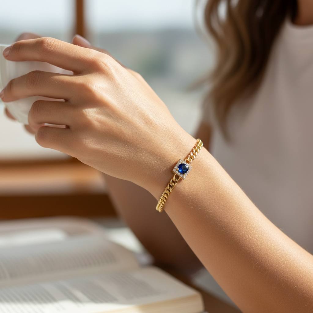 Square Gem Curb Chain Bracelet ✨