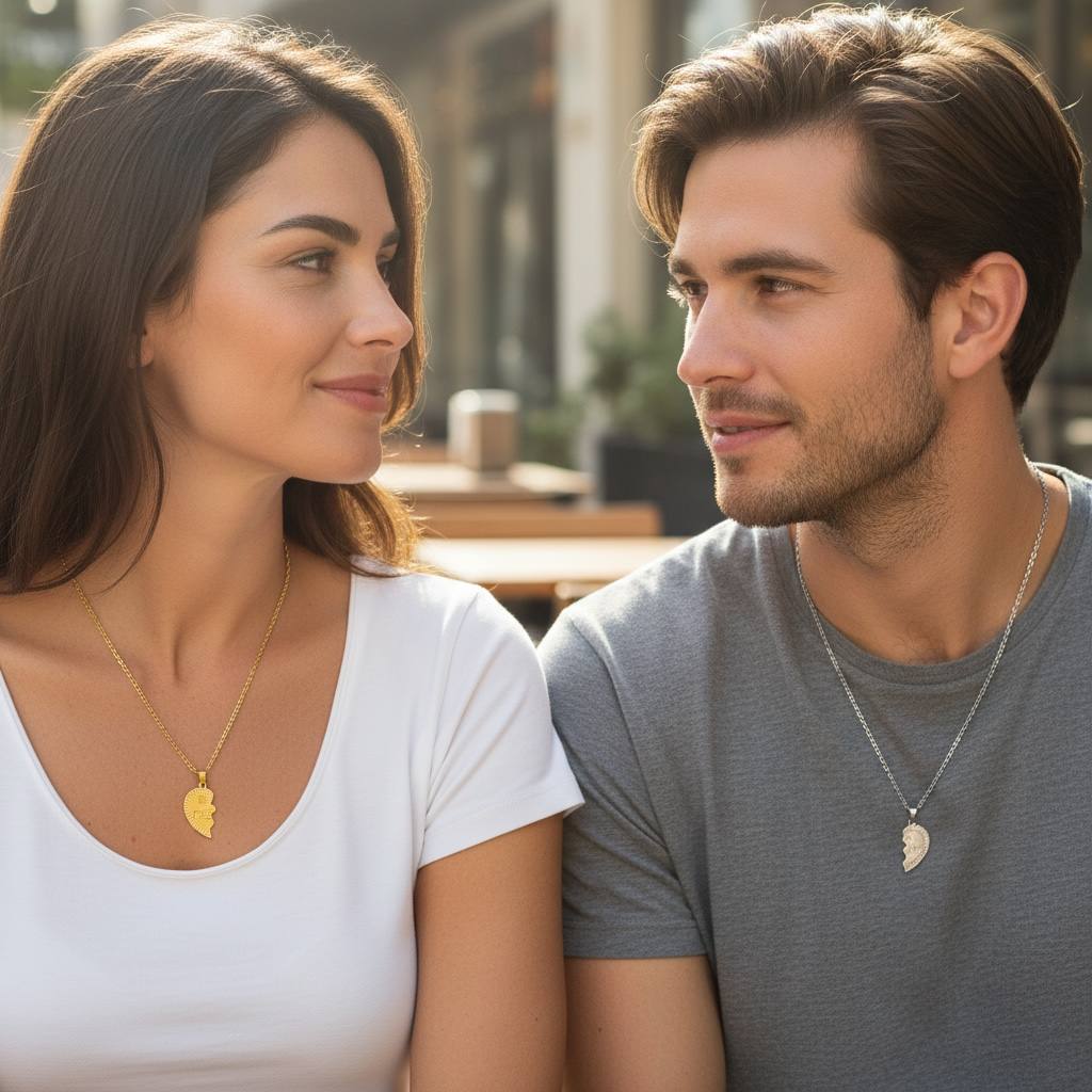 Best Friends Forever Duo Necklace – Gold & Silver Heart Pendant