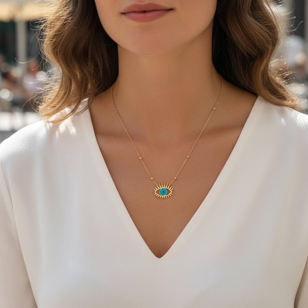 AURA Eye Necklace – Gold Evil Eye Protector
