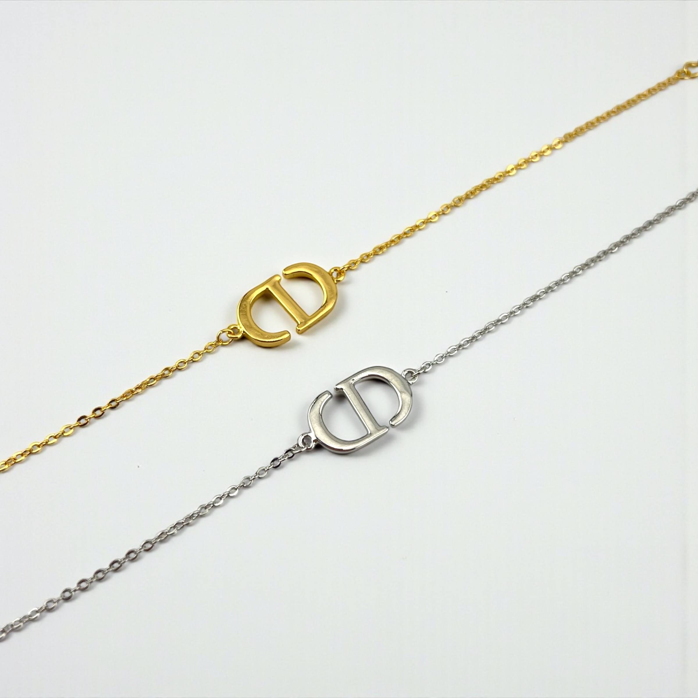 CD Duo Initials Bracelet – Silver & Gold Harmony
