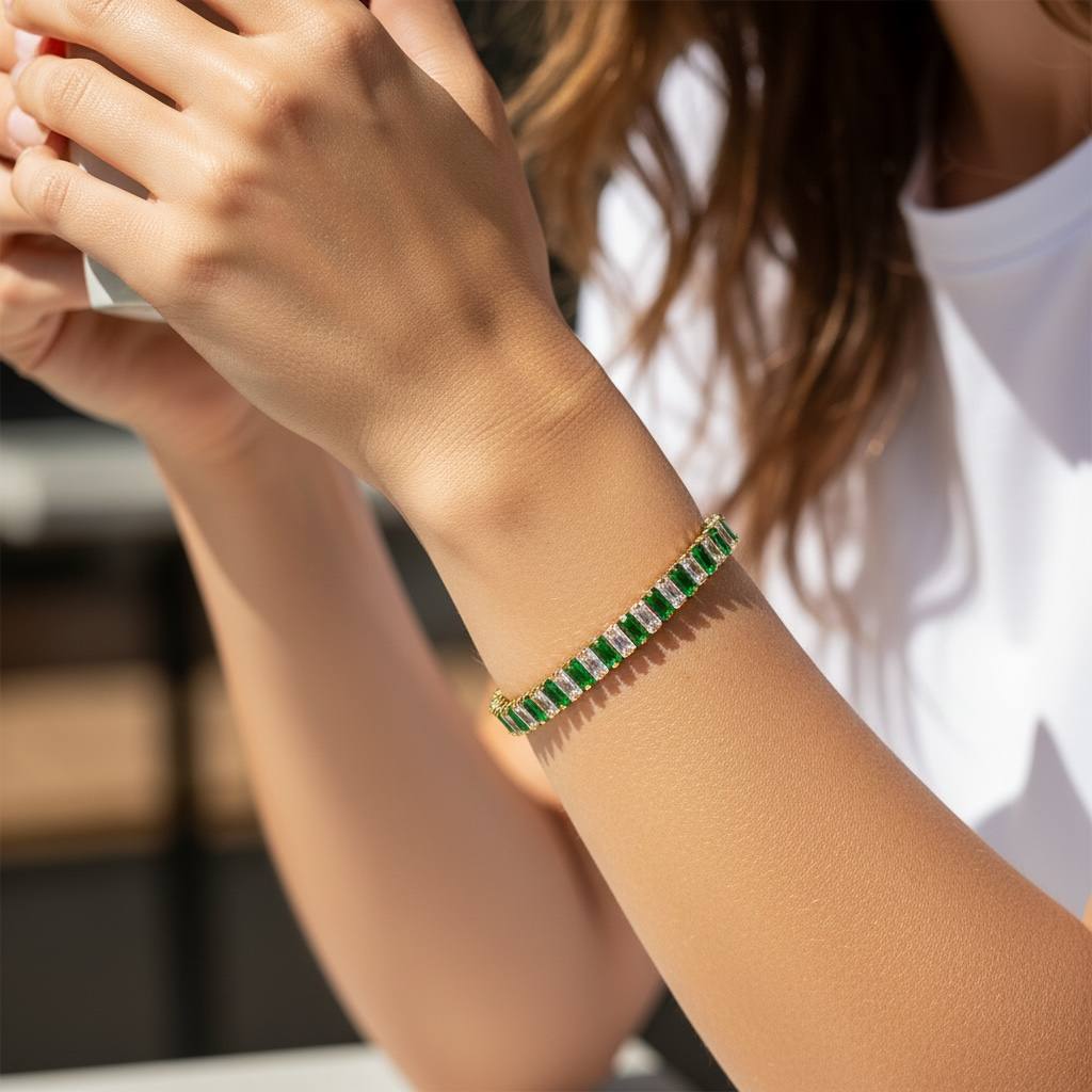 Elegance Adjustable green tennis Bracelet ✨