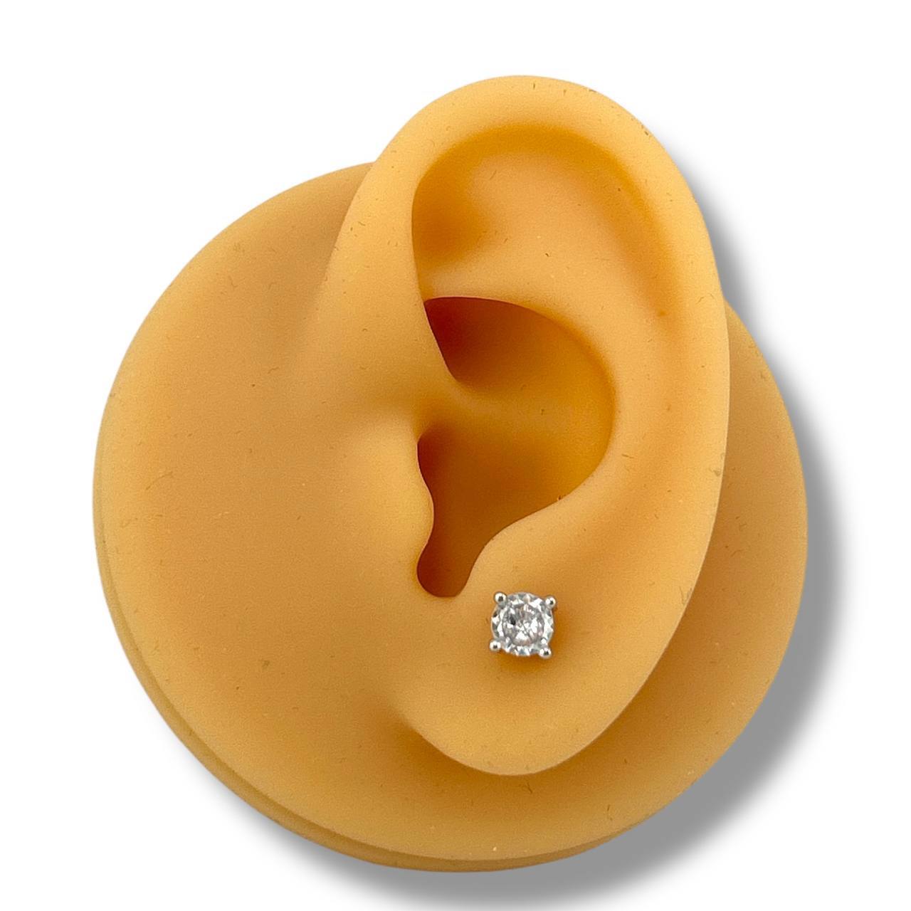 silver round-Cut Stud Earrings – Round Stone Design