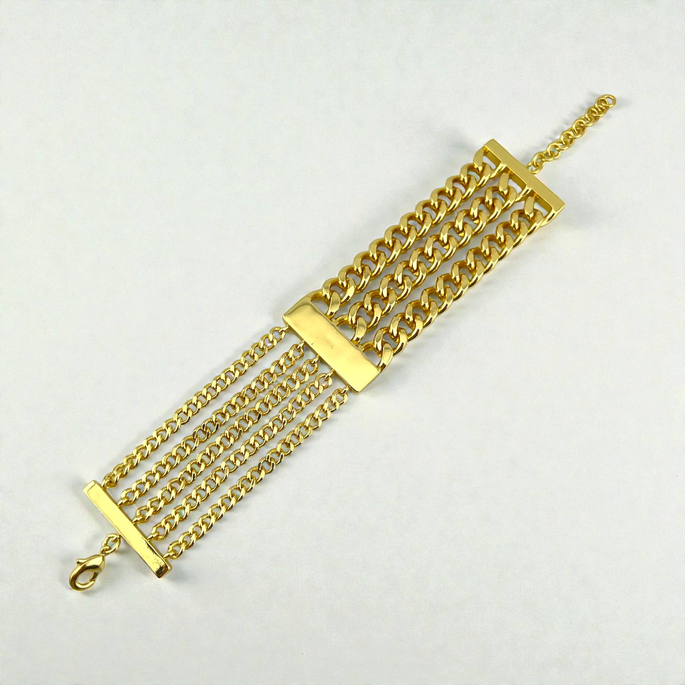 Multi chain Layered Curb Bracelet – 18K Gold-Plated