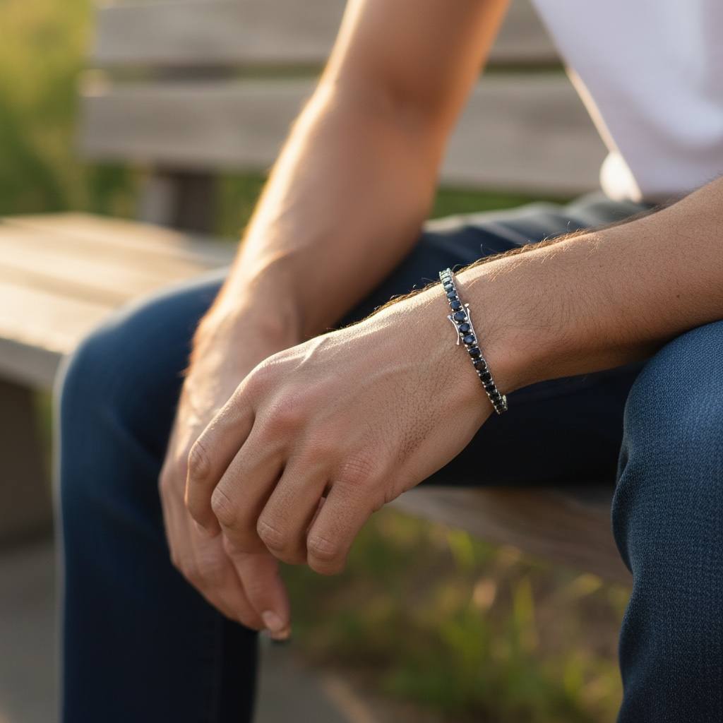 Silver 925 (silver&black) diamondlite Tennis Bracelet – Black Crystal Elegance(4mm)