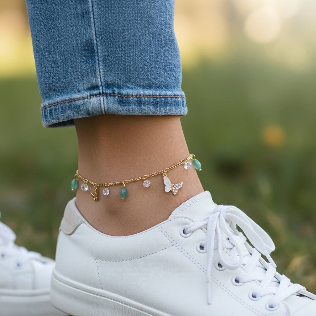 Butterfly & Gemstone Anklet