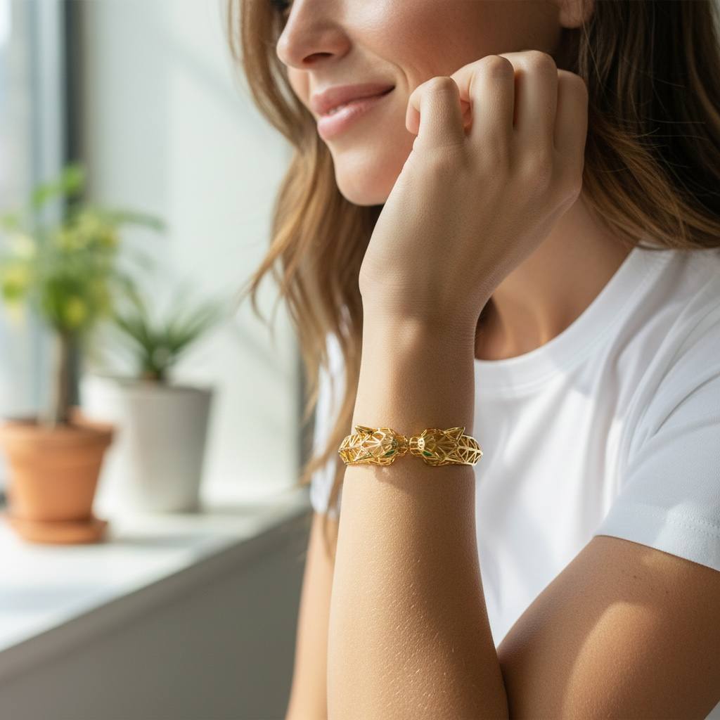 Tiger Twin Panther Bangle – Power Meets Luxury ✨