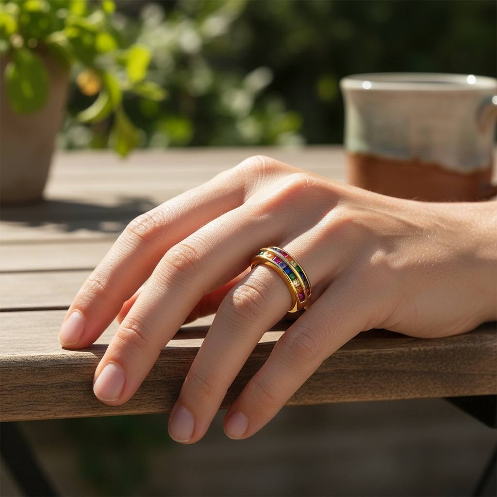 Rainbow Stack Band Ring 🌈