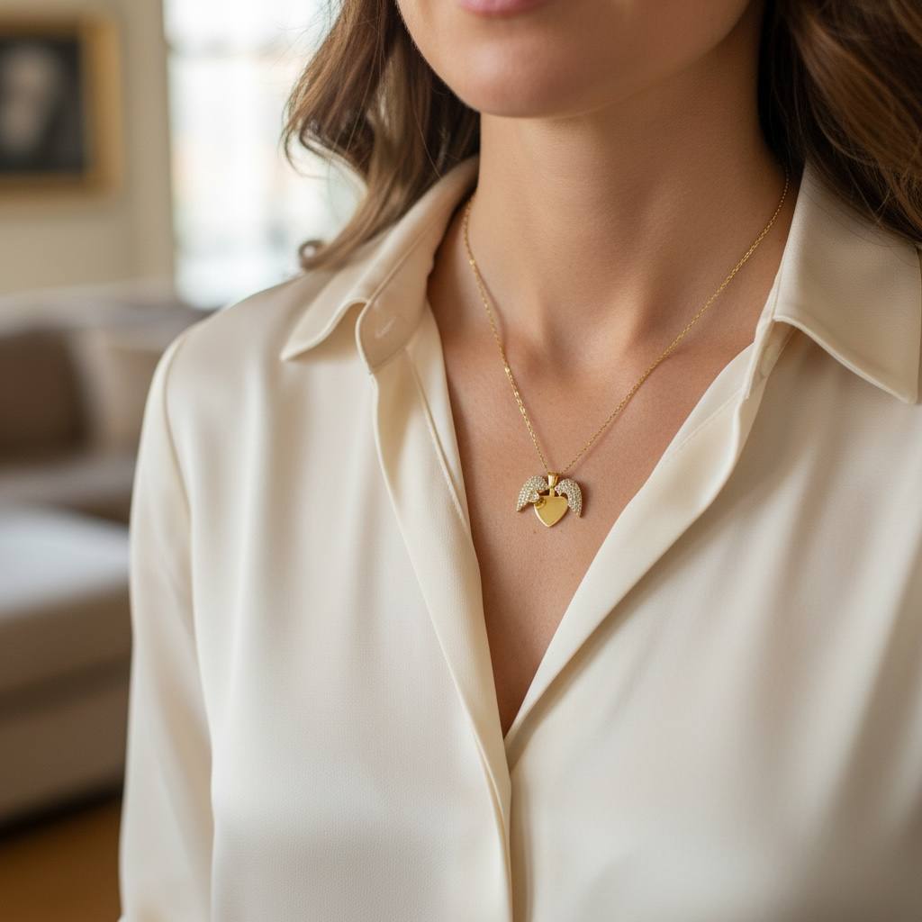 Angelic Heart Duo Necklace-open and close