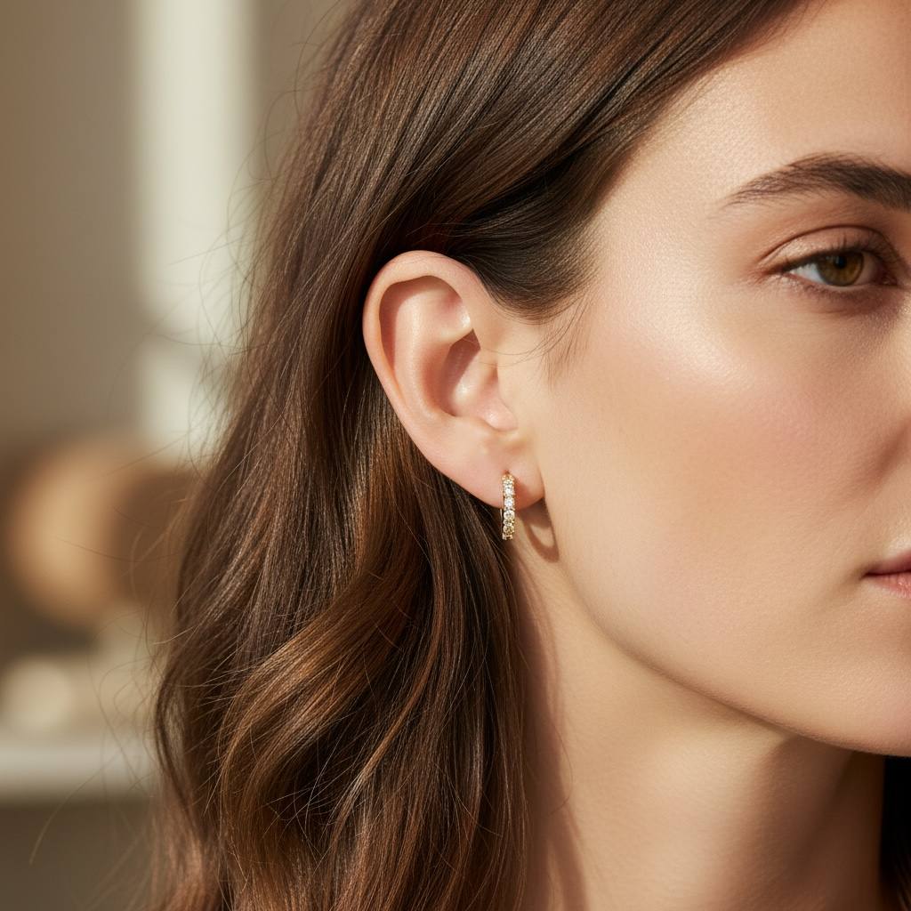 Tennis Crystal Crown Mini Hoops earrings✨