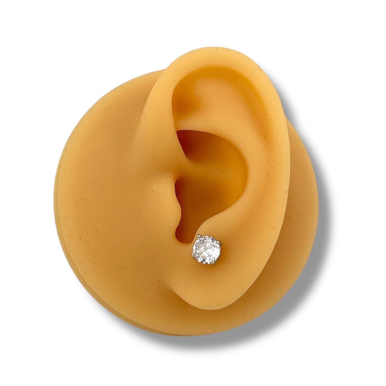 silver round-Cut Stud Earrings – Round Stone Design