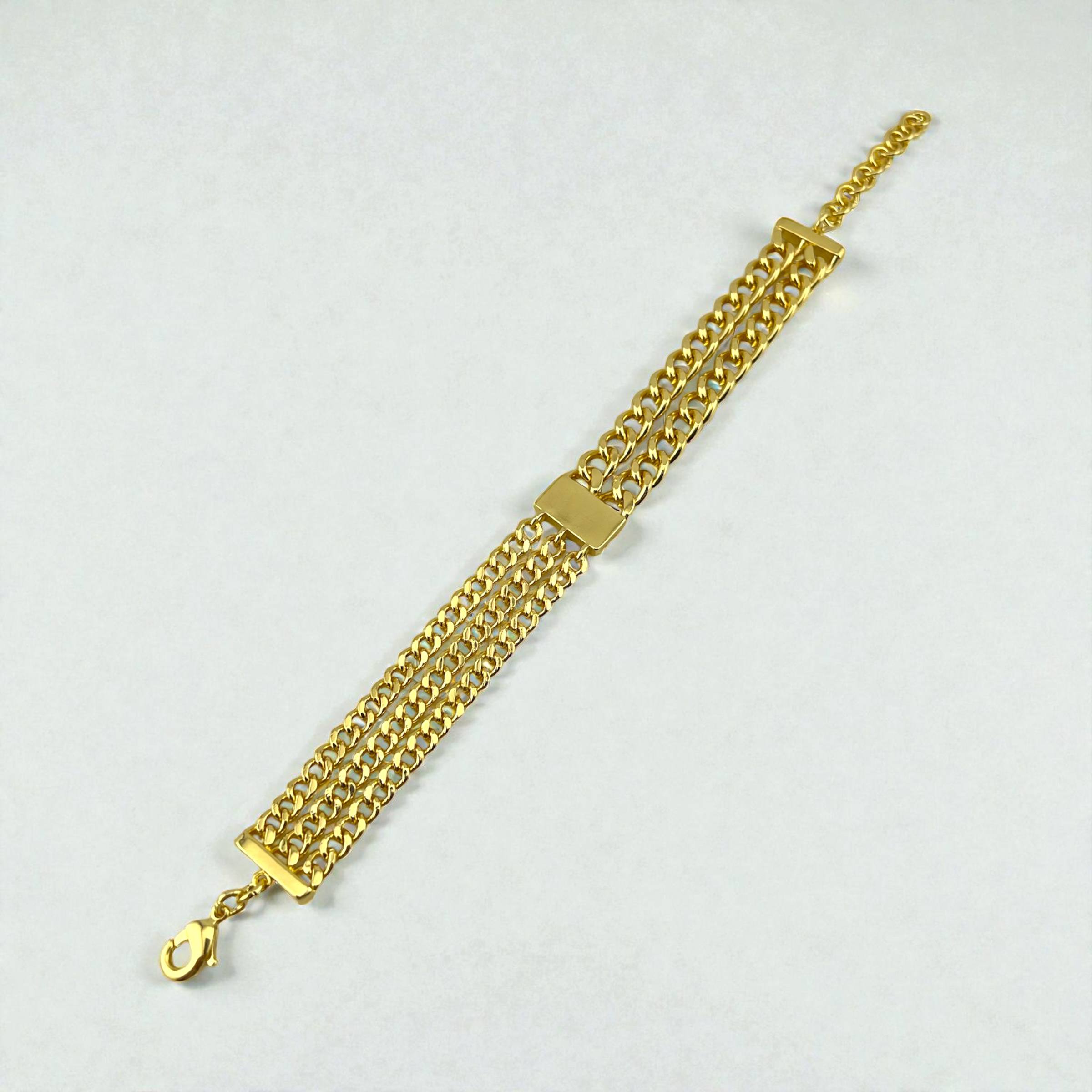 Multi chain Layered Curb Bracelet – 18K Gold-Plated