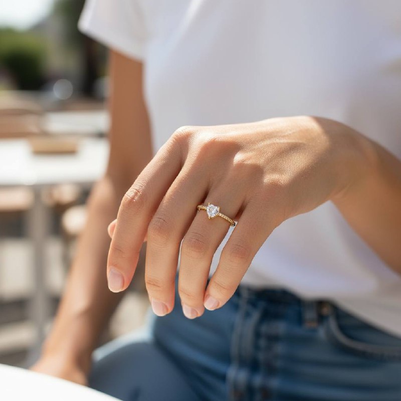 💛 small pandora Golden Solitaire Ring