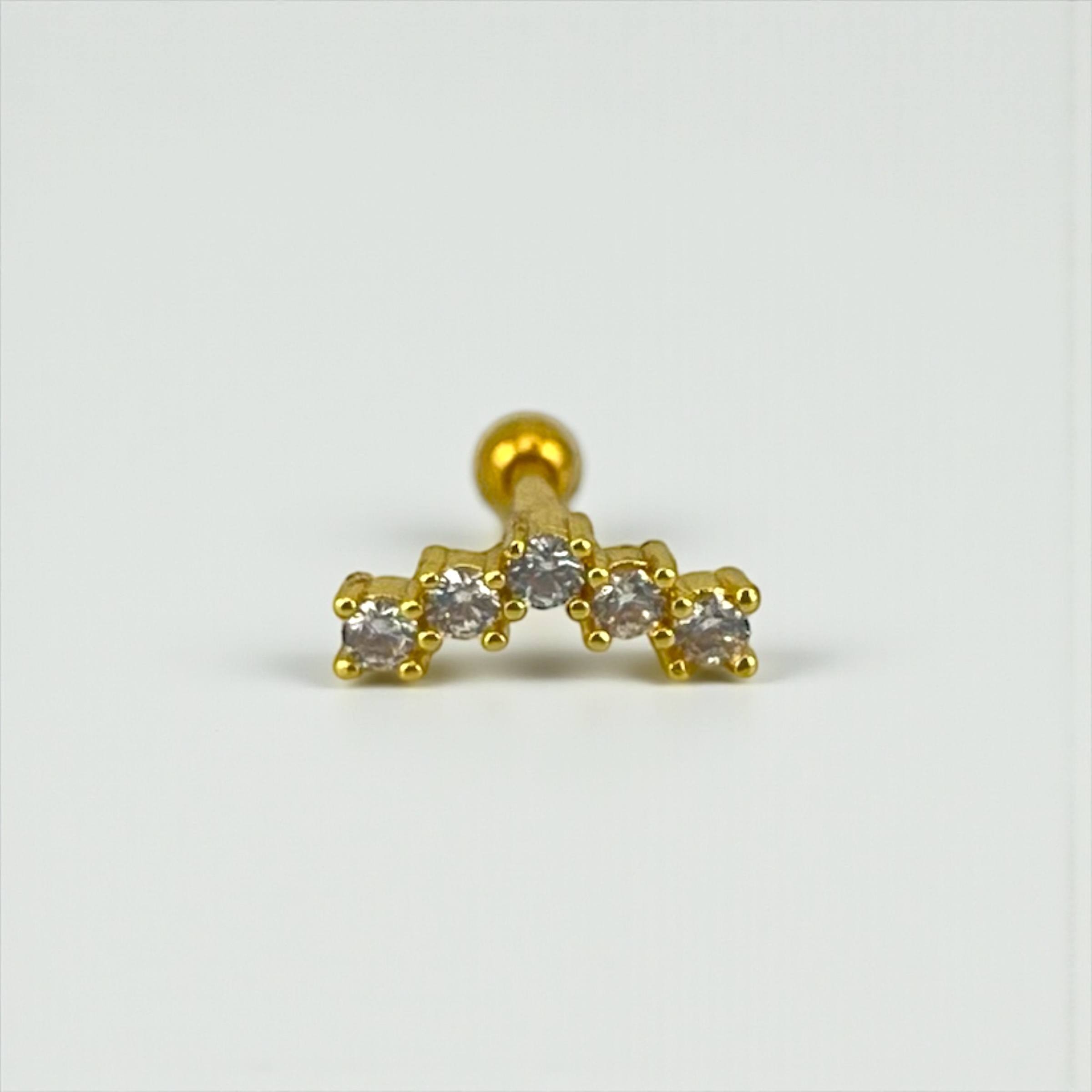 Gold Crystal Arc Stud ear piercing ✨🌙