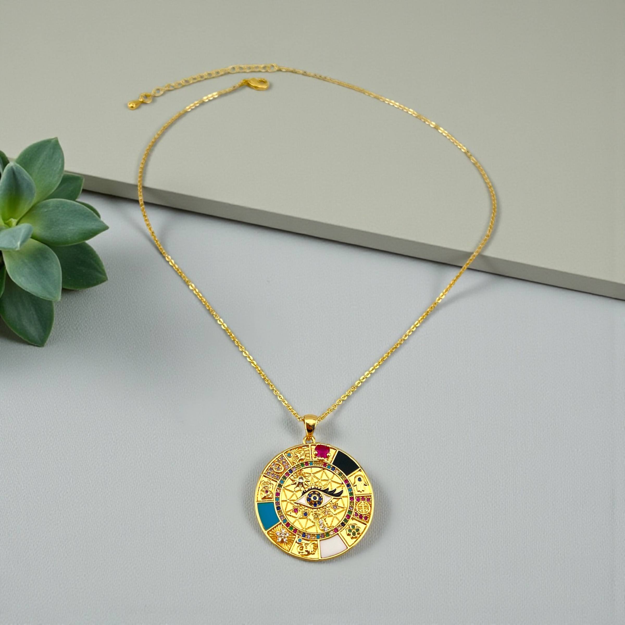 Egyptian eye Necklace – Gold-Plated Evil Eye Pendant