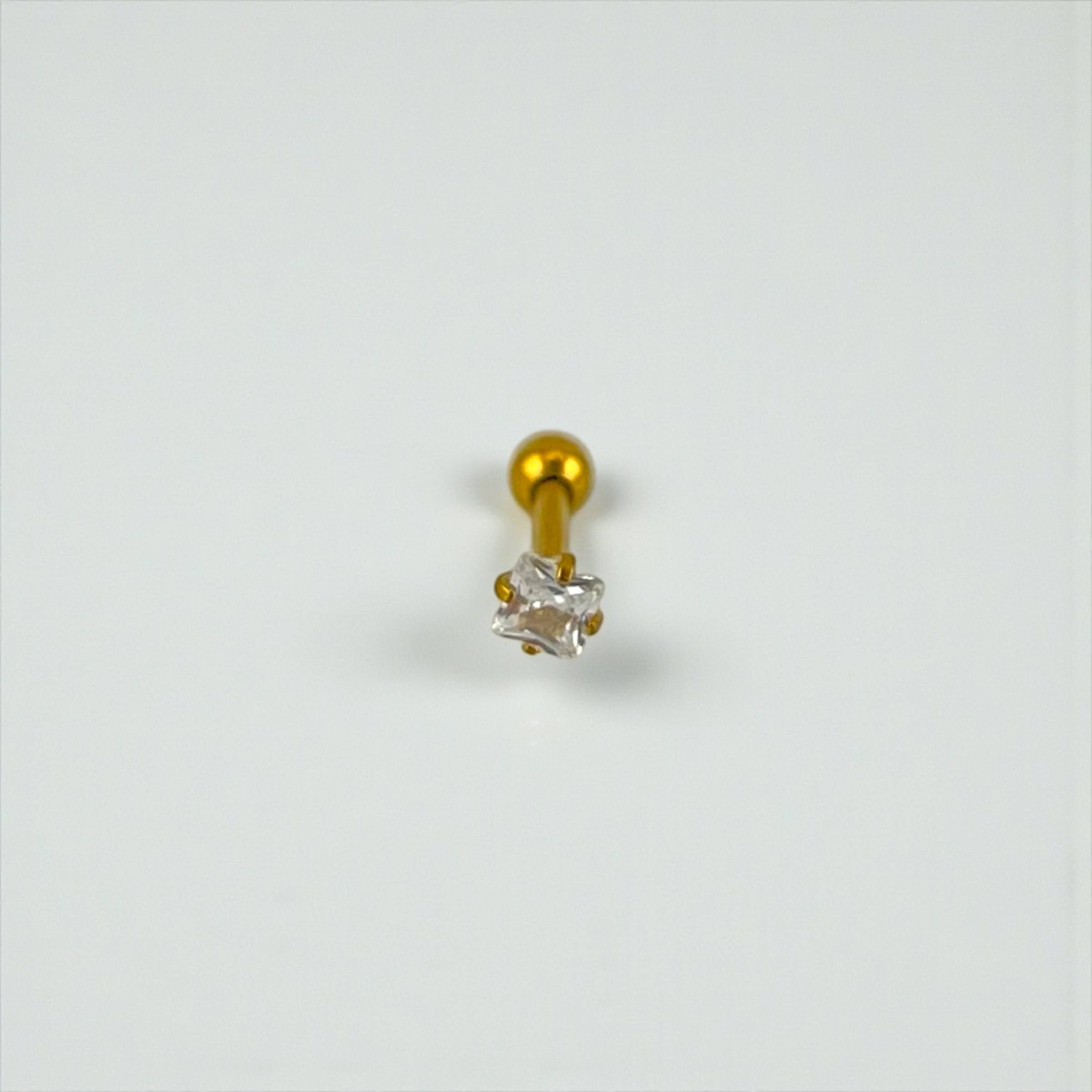 square golden shape ear piercing