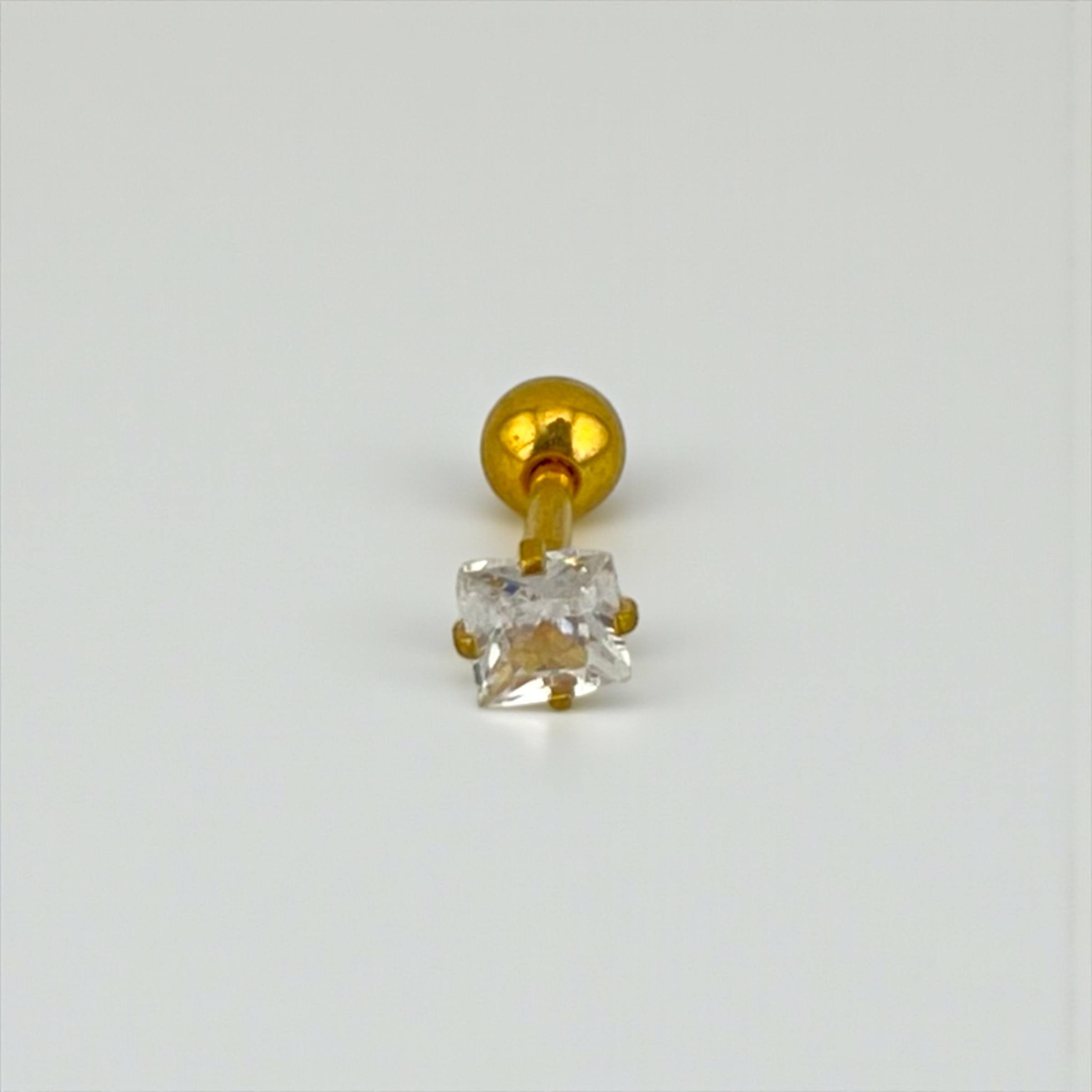 square golden shape ear piercing