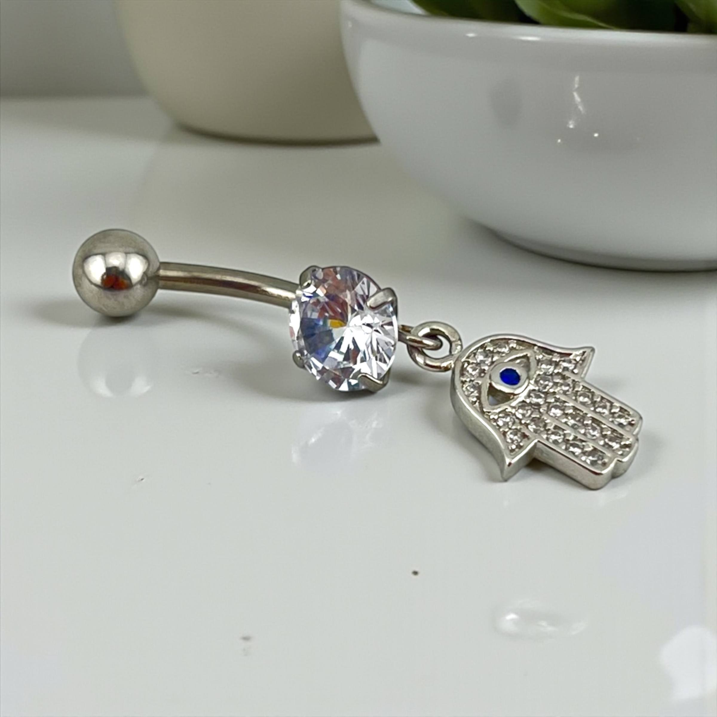 🧿“Hamsa Protection Belly piercing” – Sparkle with Style & Spiritual Energy 💎