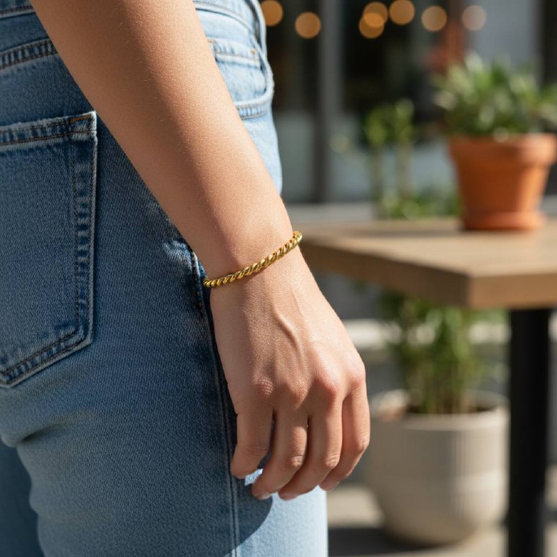 Golden Rope Open Bangle