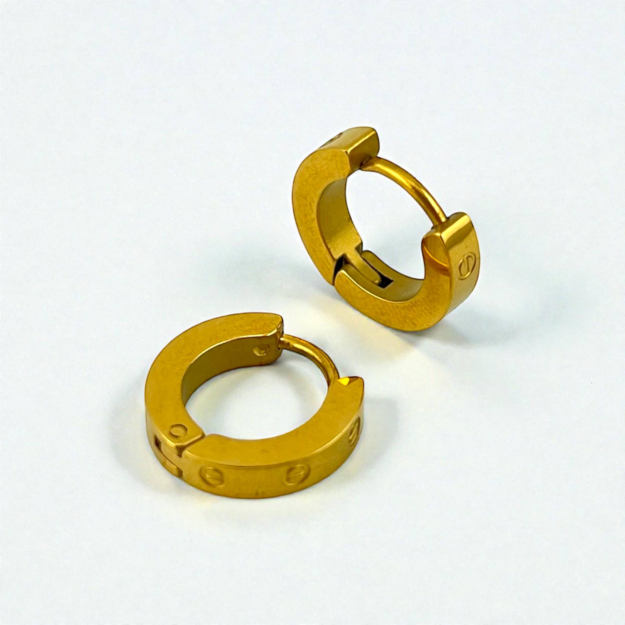 Stainless steel seda cartier Gold Screw Detail Hoop Earrings – Bold & Minimal ✨