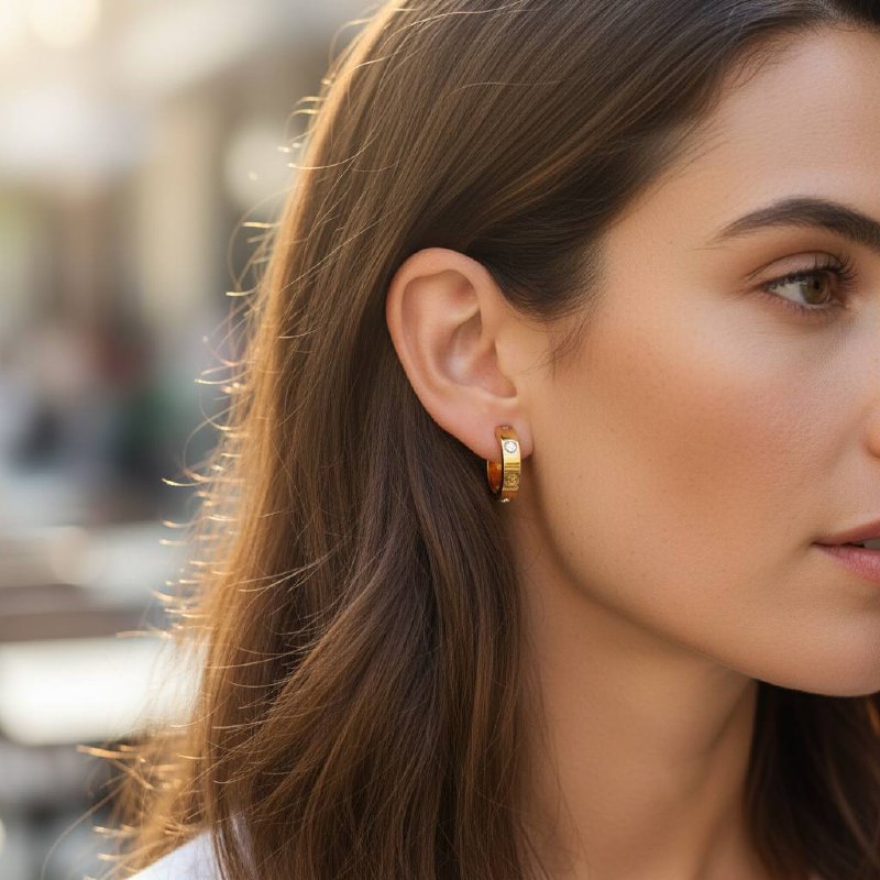 Stainless steel Cartier Gold Screw Crystal Half-Hoop Earrings – Modern Luxe ✨
