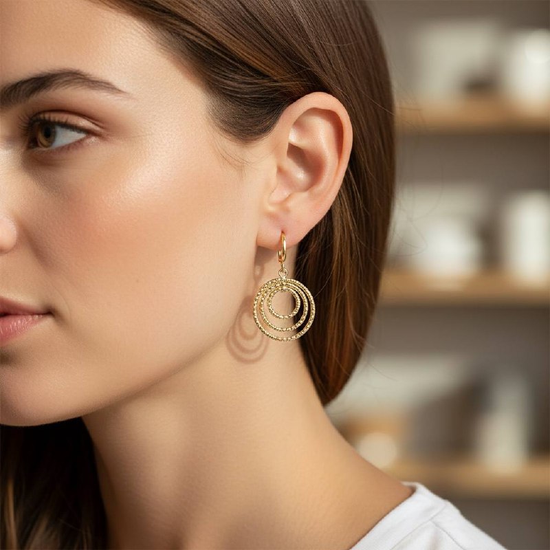 Triple Circle Drop Earrings – Bold Radiance ✨