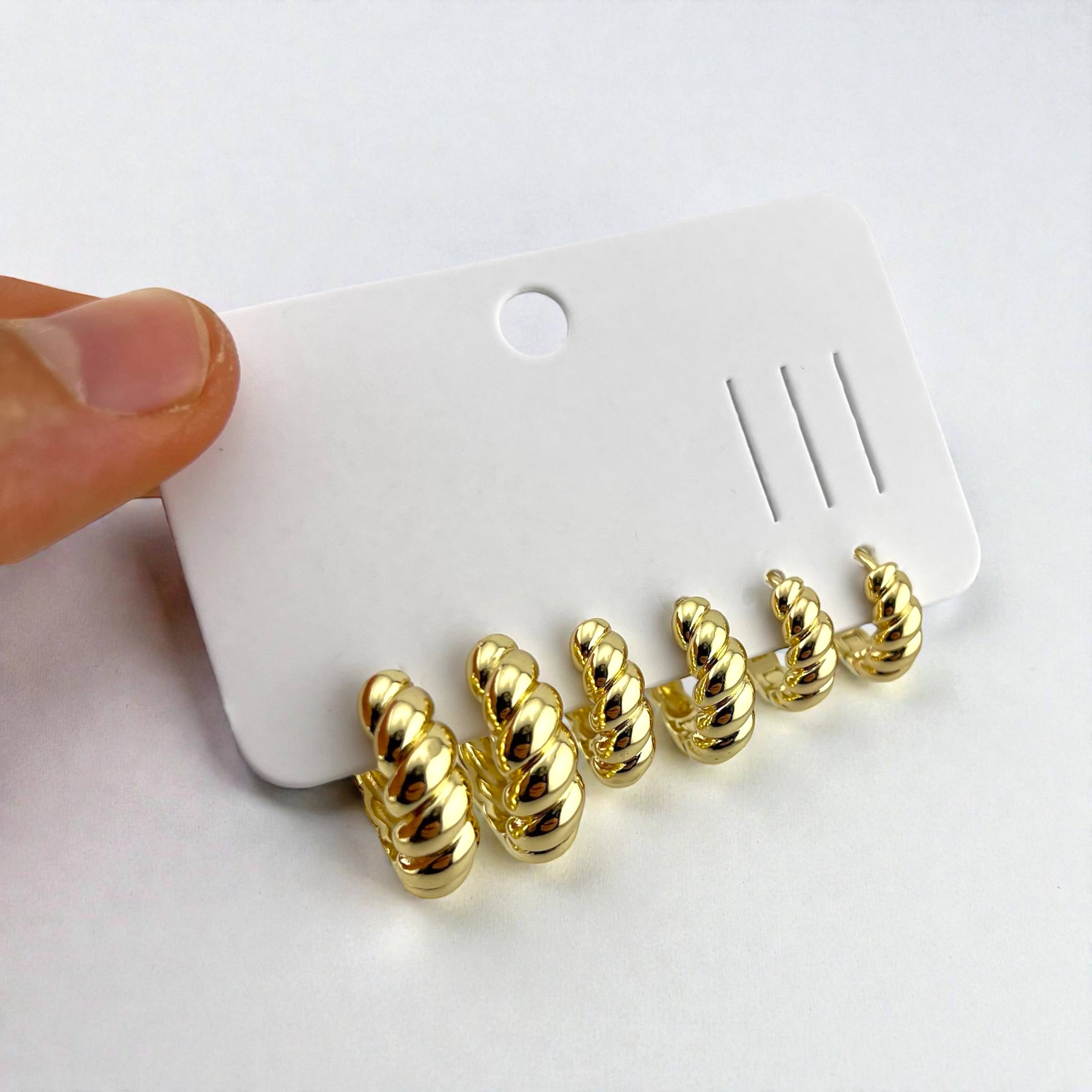 Croissant Twisted Rope Gold Huggie Earrings Set – Bold & Chic ✨