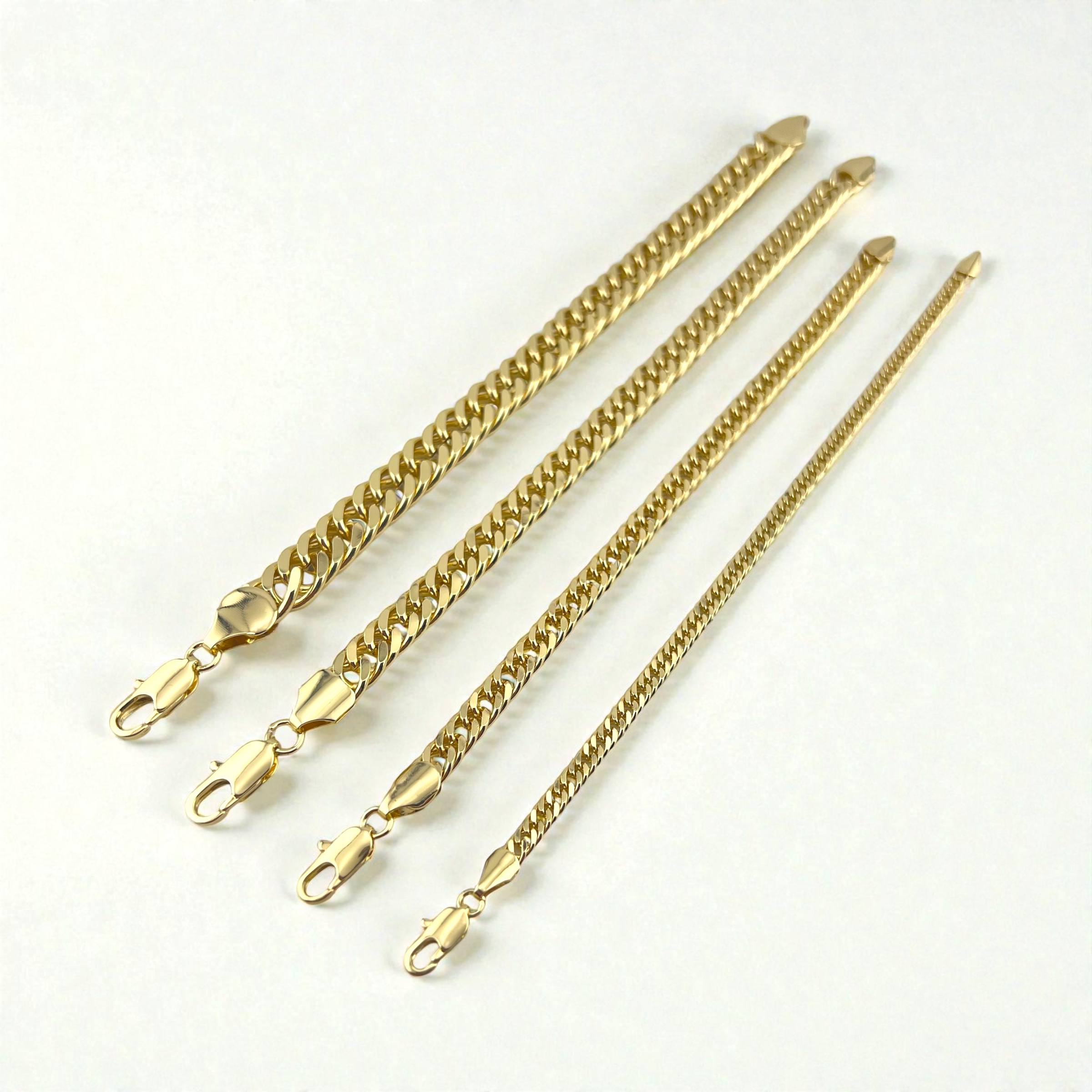 Flat Cuban chain Link Bracelet Collection – Multiple Widths