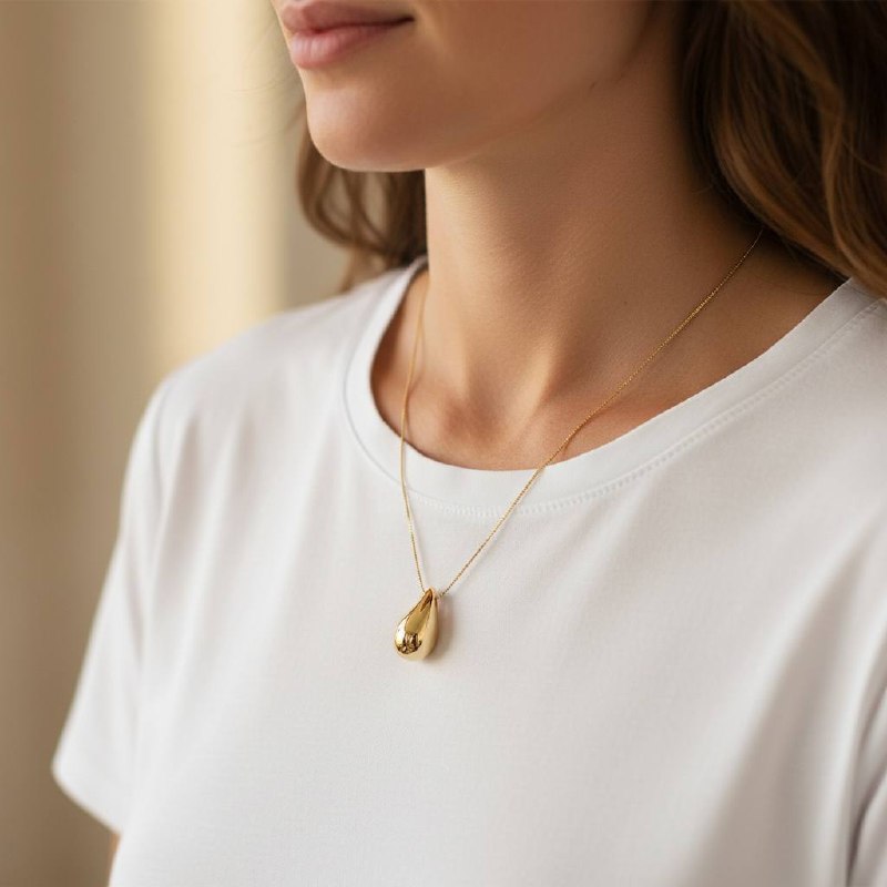 Liquid Gold Drop Pendant Necklace – 18K Gold Plated