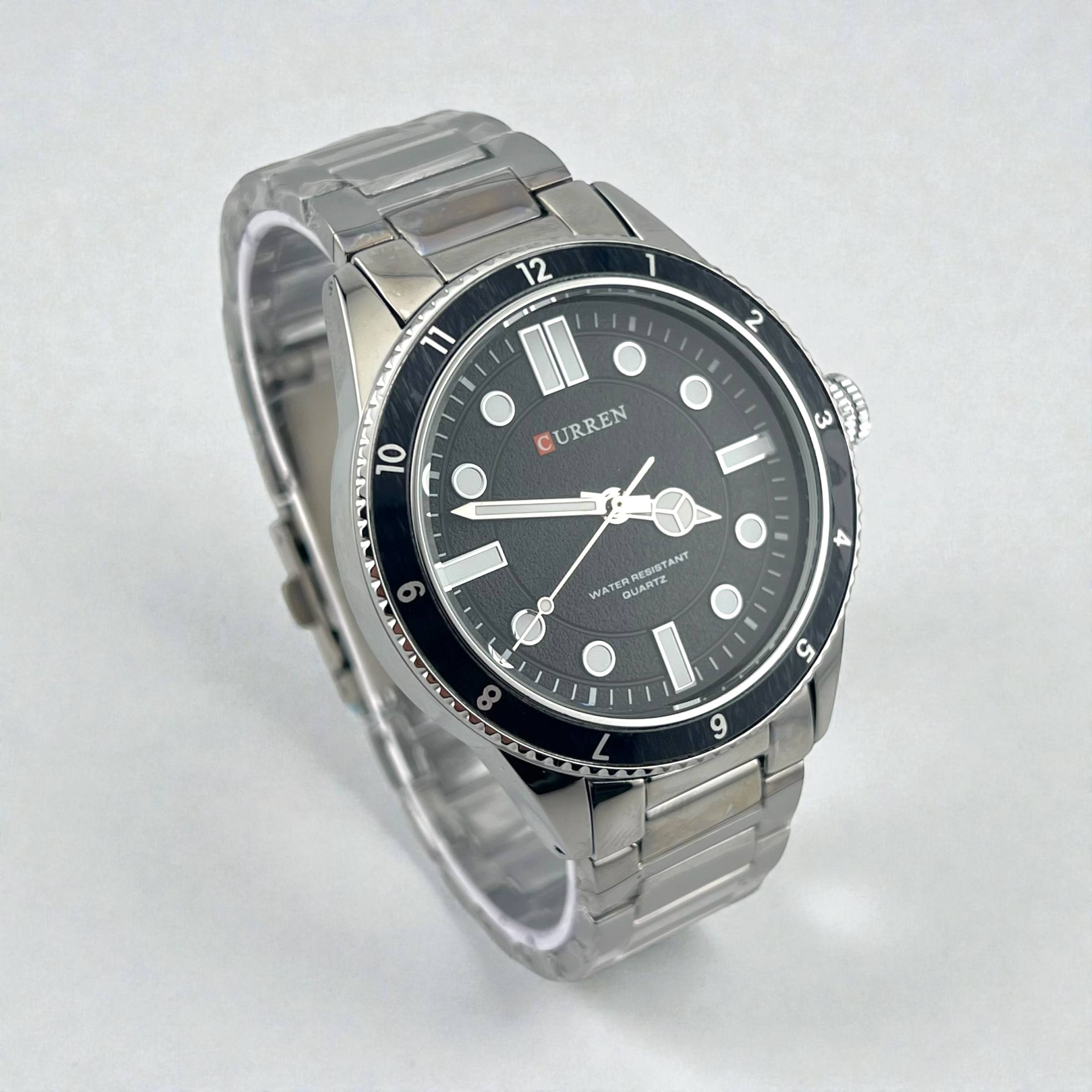 ⌚ Curren Classic Silver Watch – Stainless Steel Quartz | Black Dial