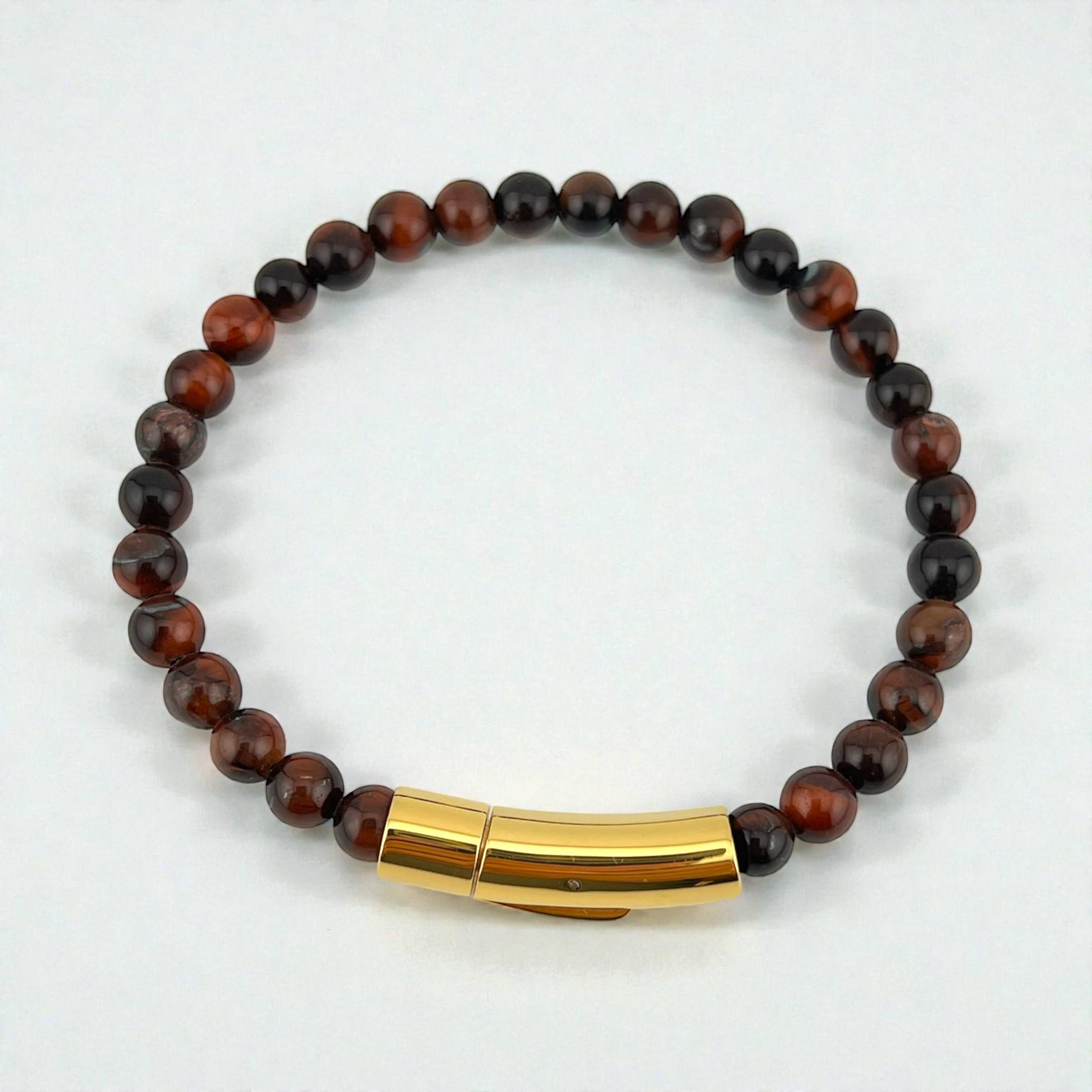 Lapis Bead Bracelet – Gold Magnetic Clasp