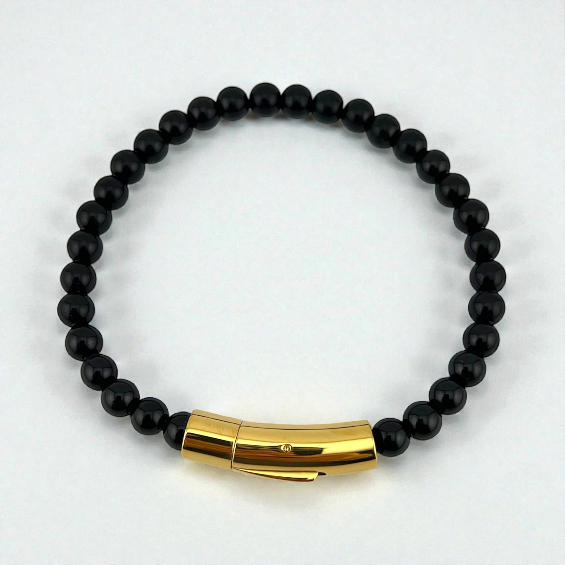 Lapis Bead Bracelet – Gold Magnetic Clasp