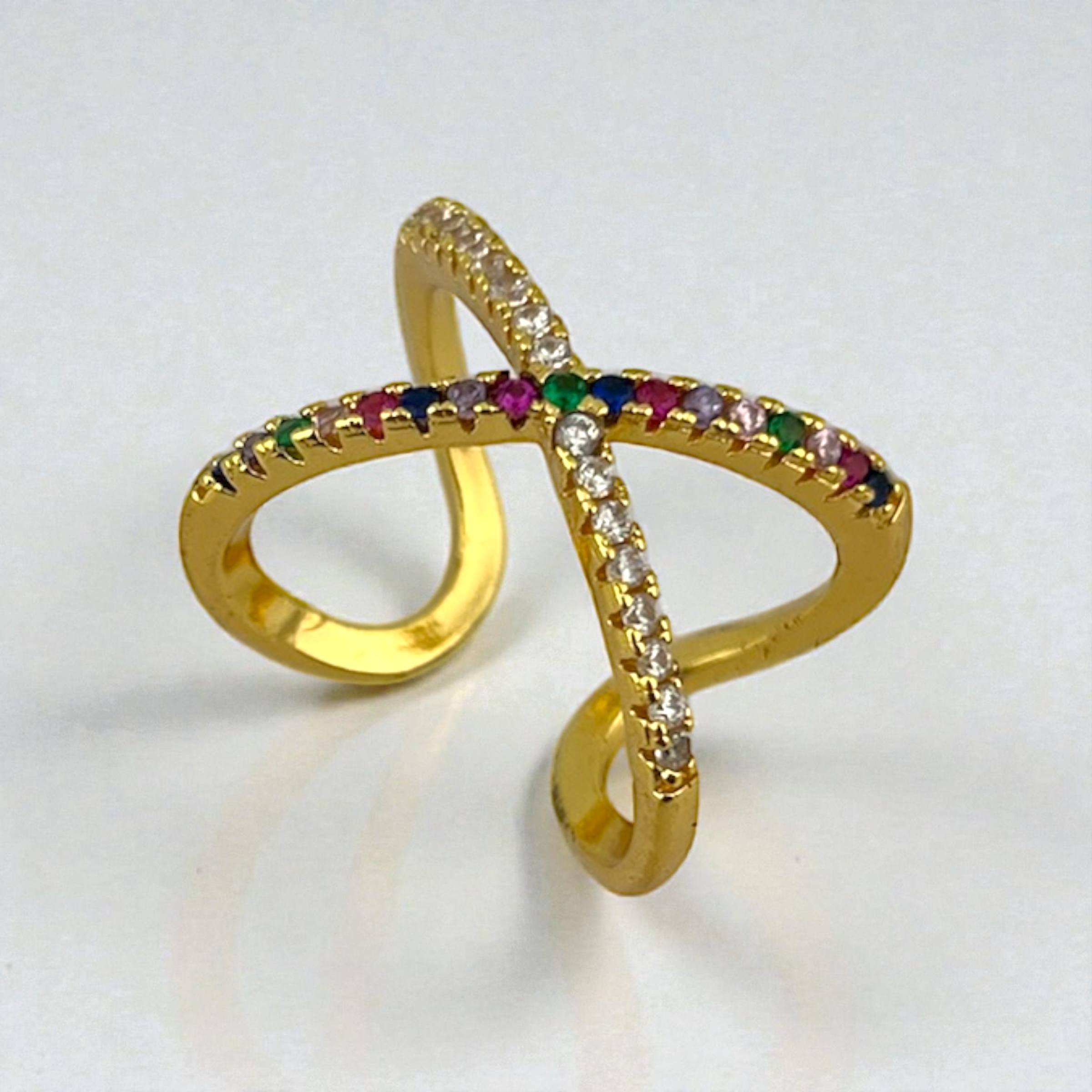 Starlight Criss Cross X-Ring – Rainbow Glamour 💫🌈