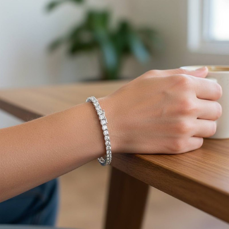 silver 925 (4mm) tennis bracelet transparent Crystal – Silver Sparkle Elegance ✨