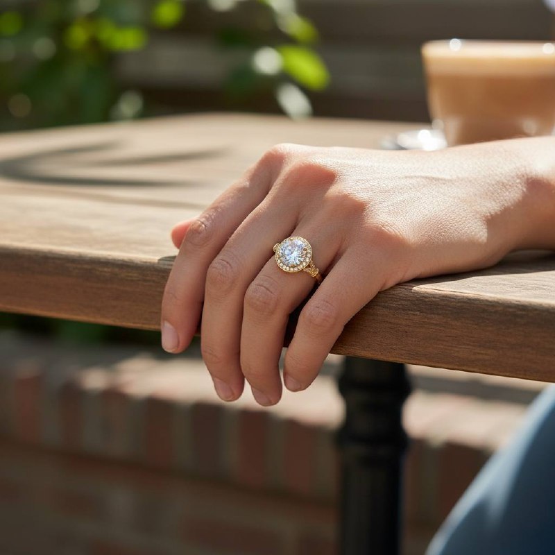 🌟 Halo Glamour Ring – Gold