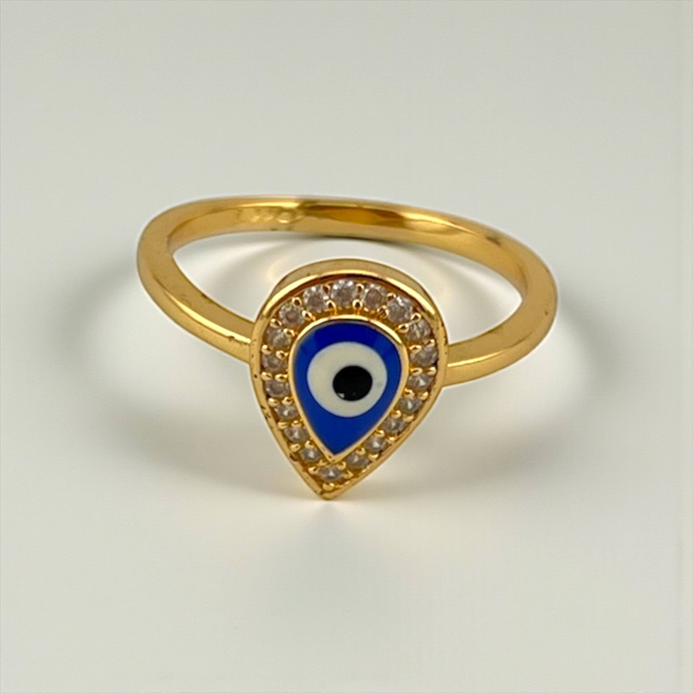 Teardrop Evil Eye Ring