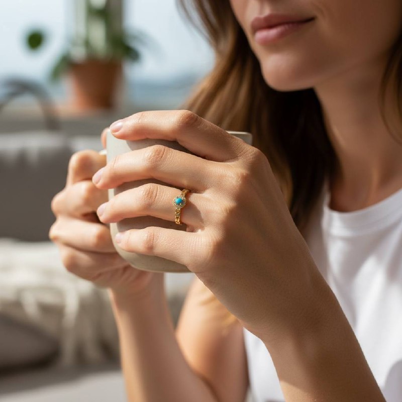 Turquoise Spark Band – Gold