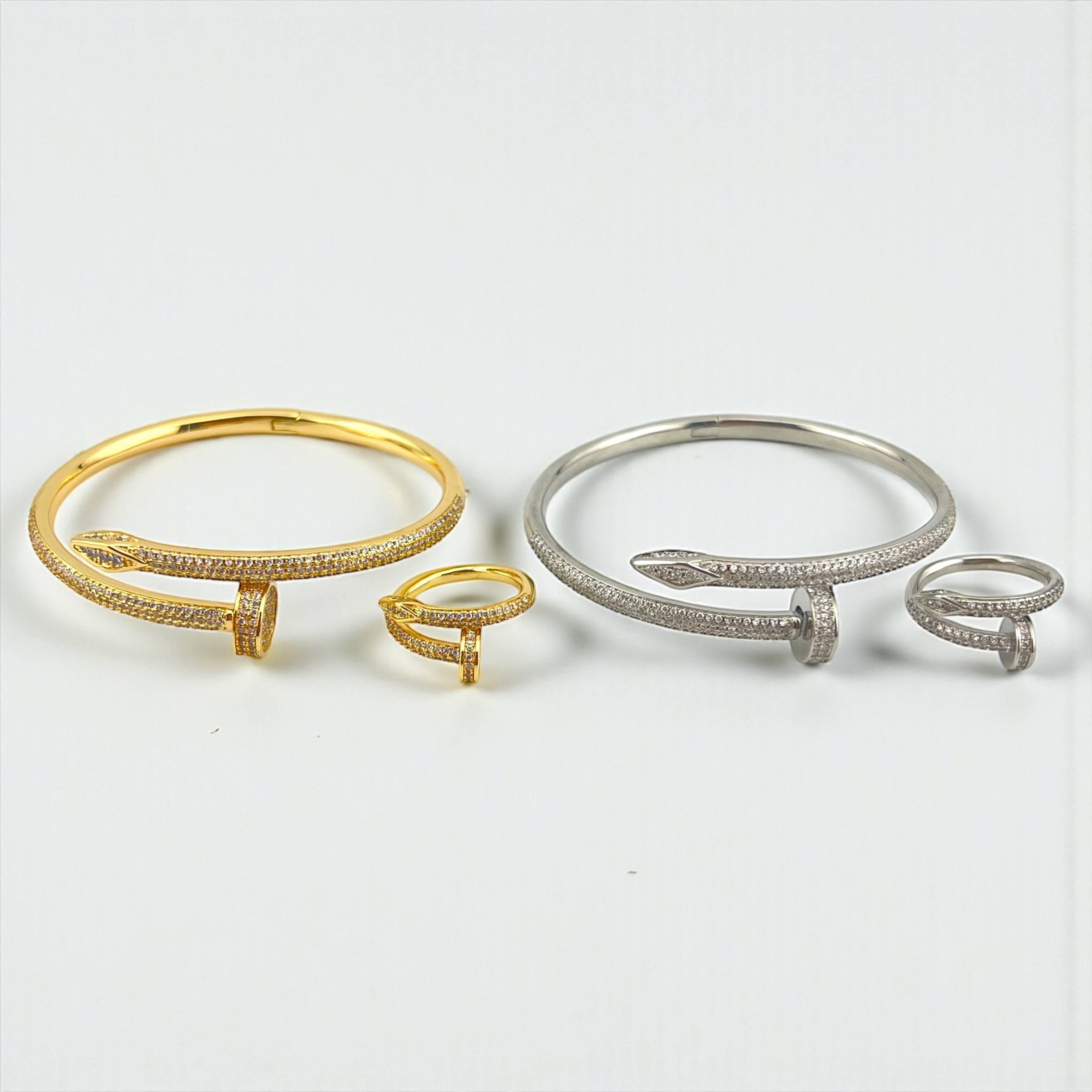 MOSMAR cartier Strass bangle and ring – Gold & Crystal Edition