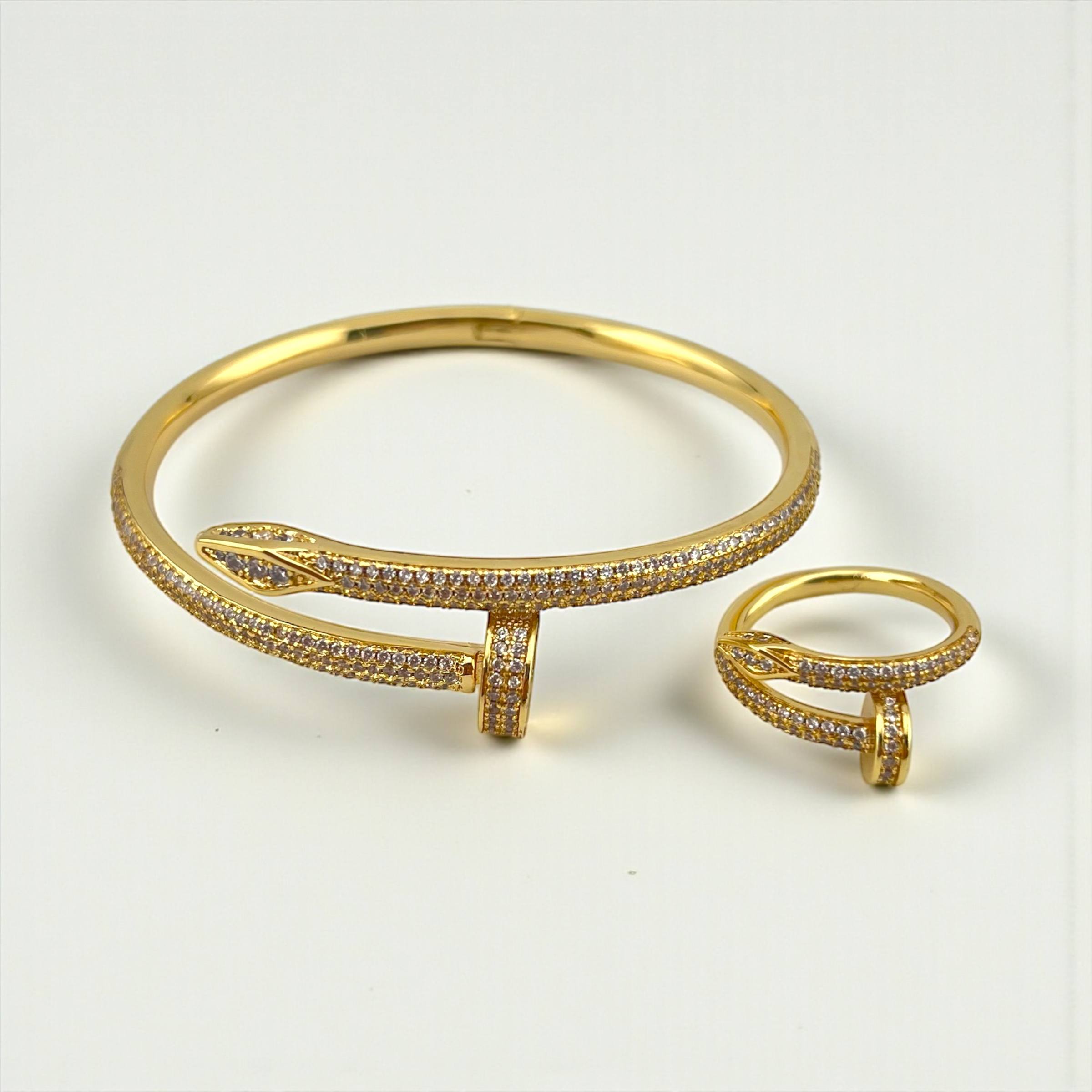 MOSMAR cartier Strass bangle and ring – Gold & Crystal Edition
