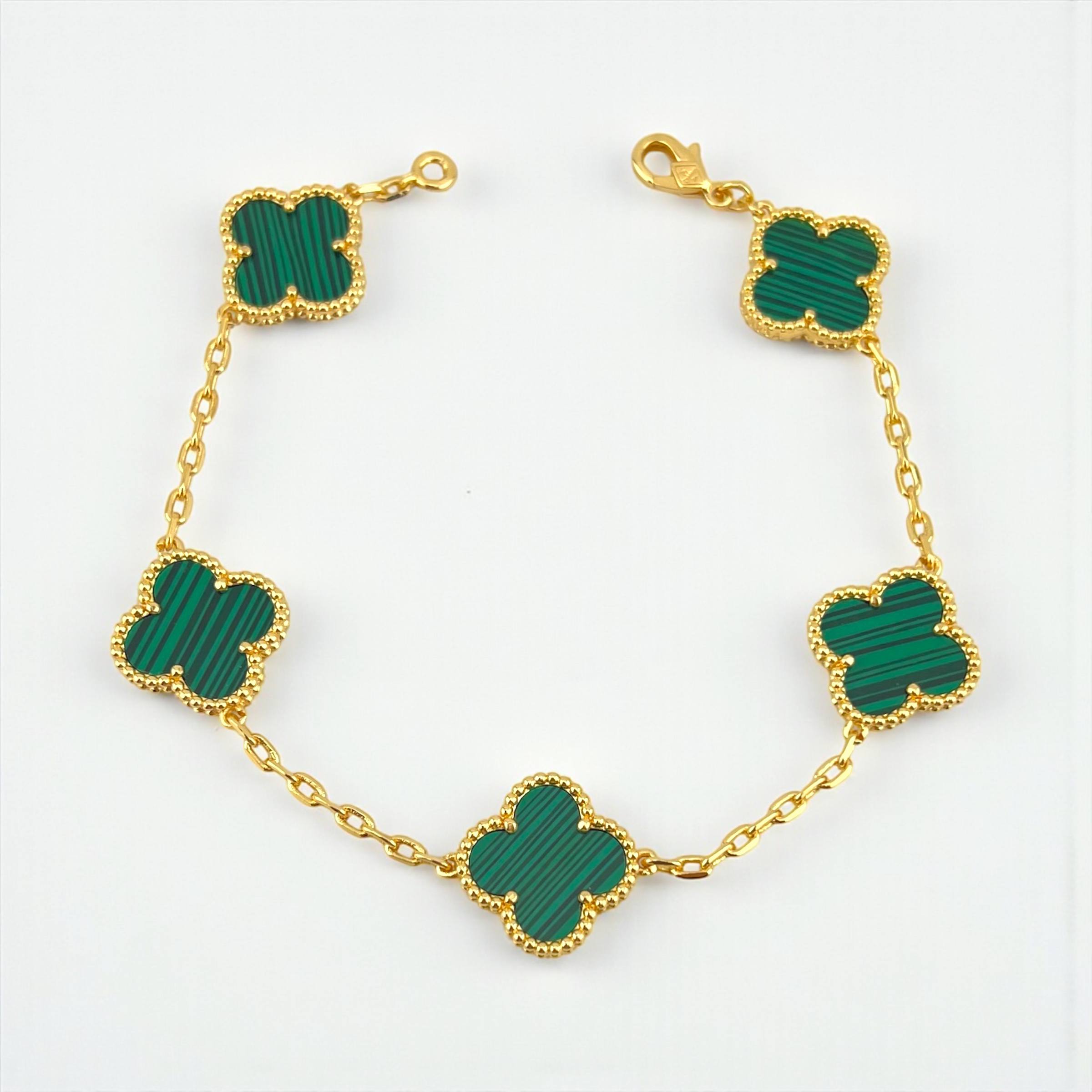 Vip seda VanCleef Elegance Bracelet – 18K Gold-Plated with Colorful Enamel