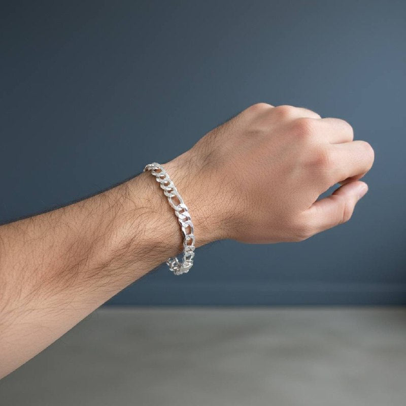 Silver 925 Figaro Chain Bracelet – Classic Italian Style