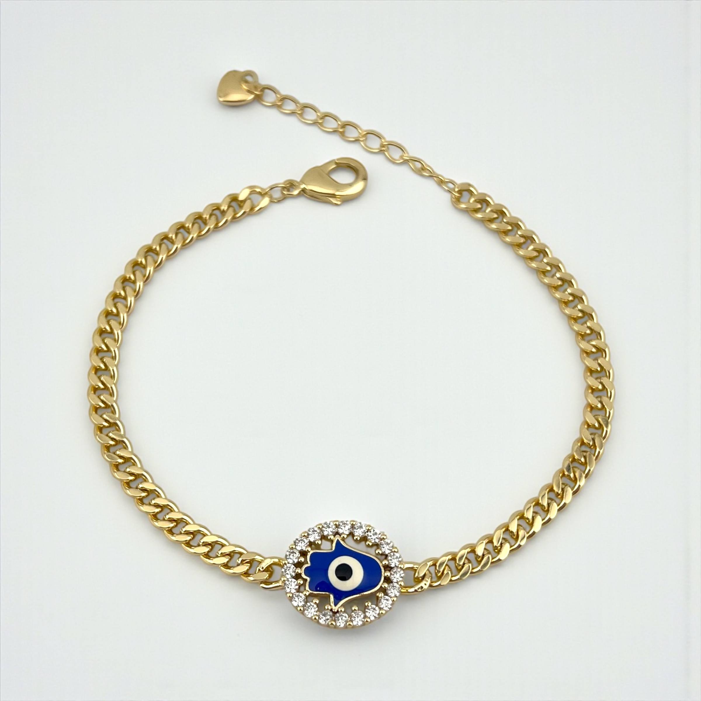 Hamsa Evil Eye Chain Bracelet – Protection with a Luxe Touch ✨