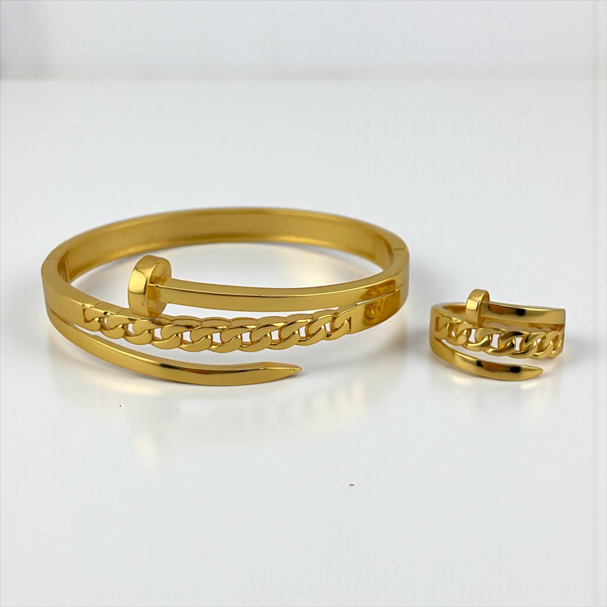 Golden Link Chain Set (Bracelet & Ring)